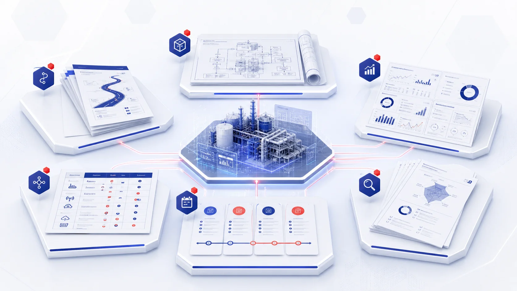 Industrial digitization consulting deliverables including roadmap, architecture, KPI blueprint and implementation plan.