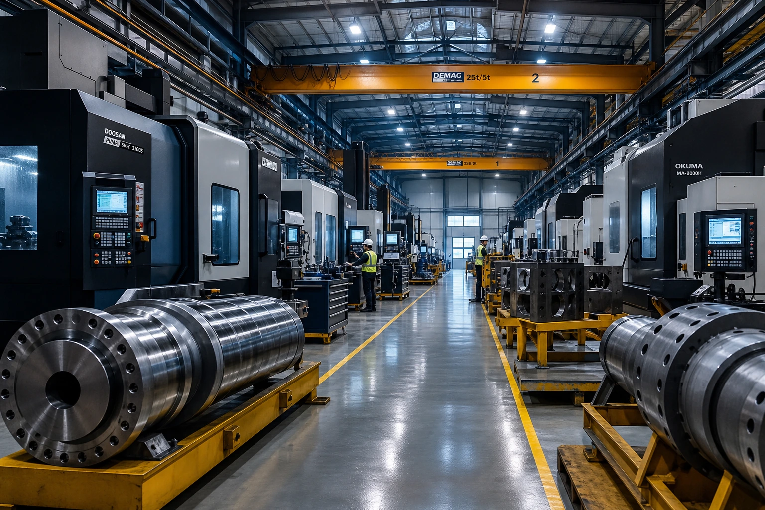 Turbine rotor assembly in precision manufacturing facility