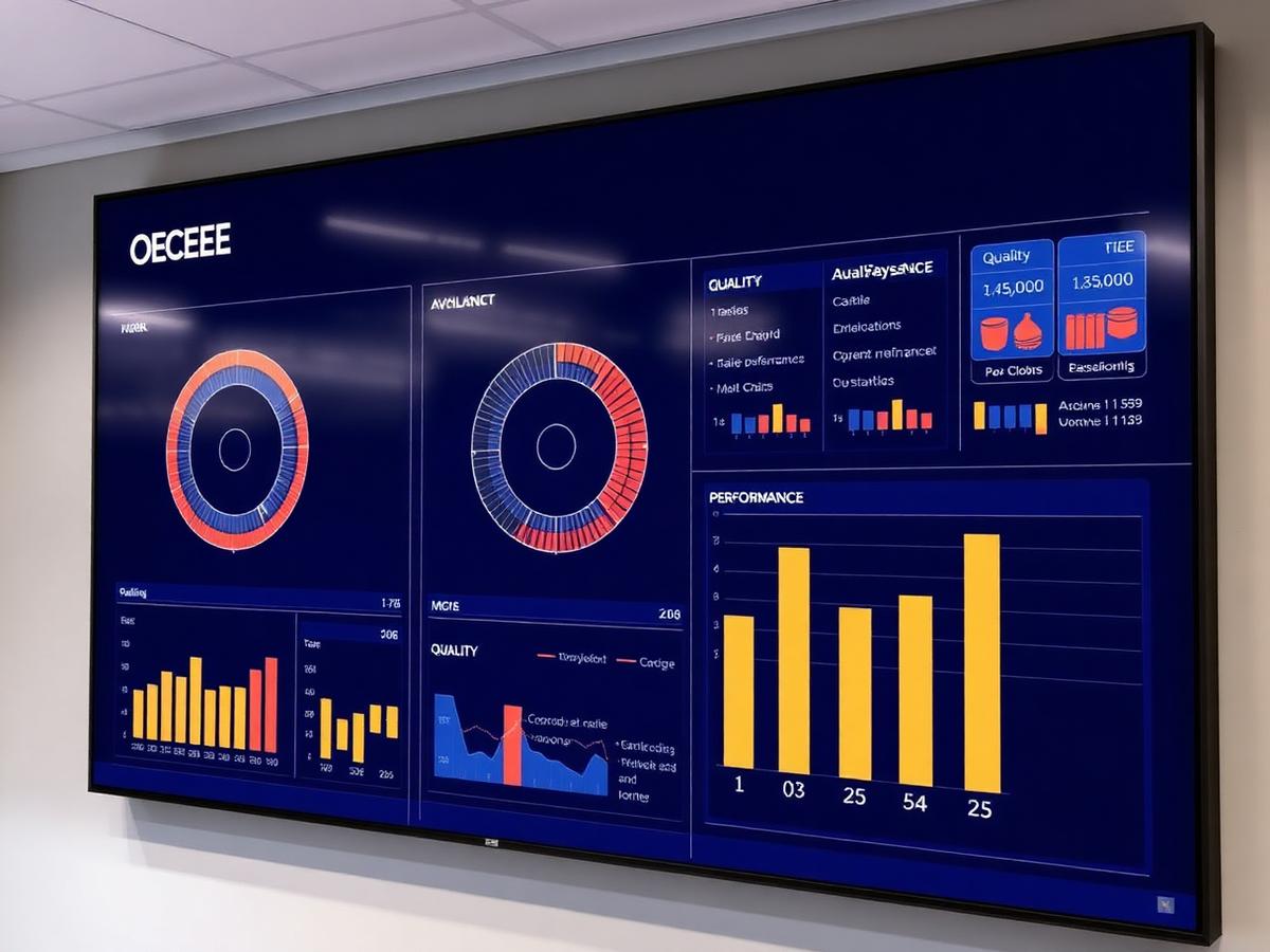 OEE dashboard on a large wall display