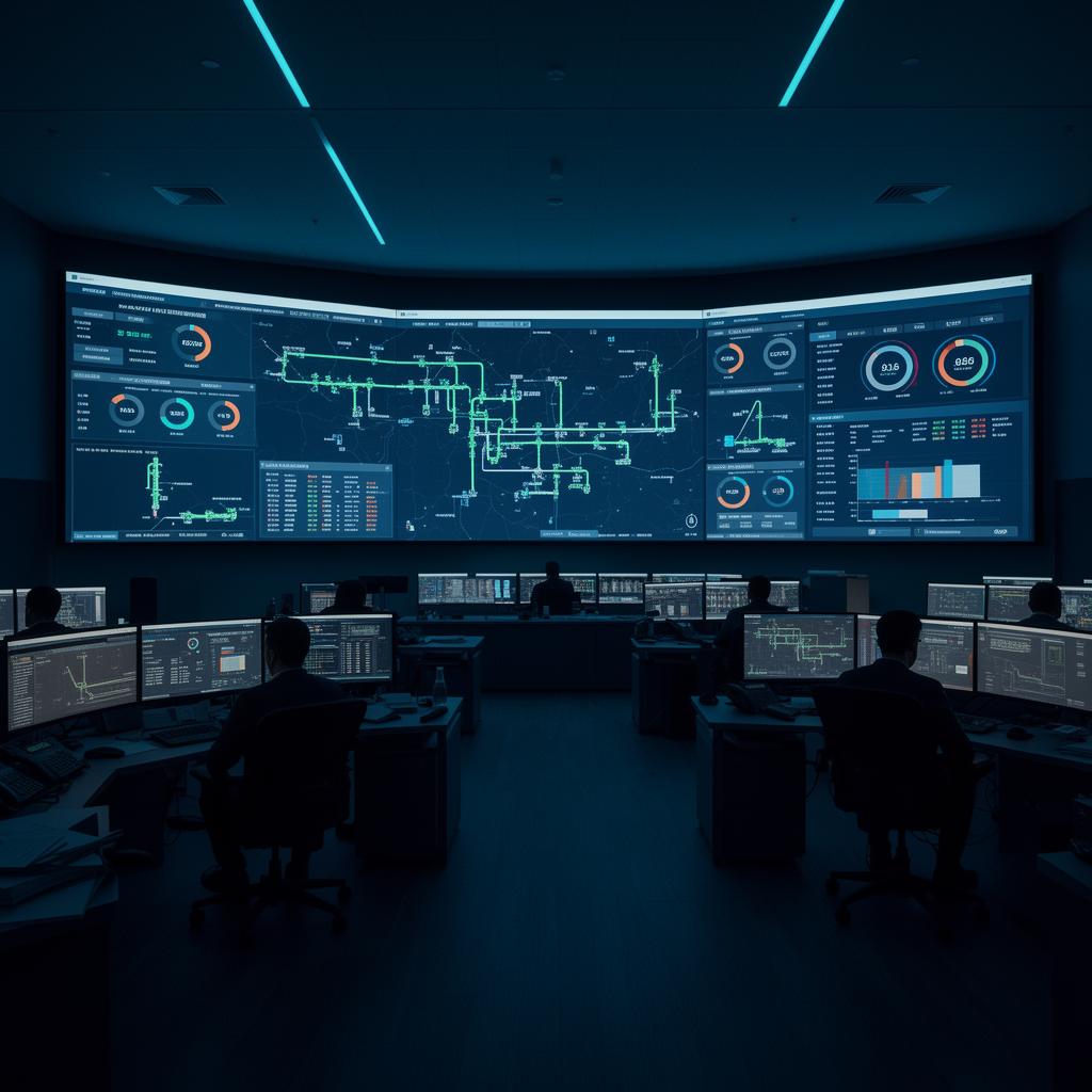 Oil and Gas integrated command and control centre with multi-site SCADA dashboards